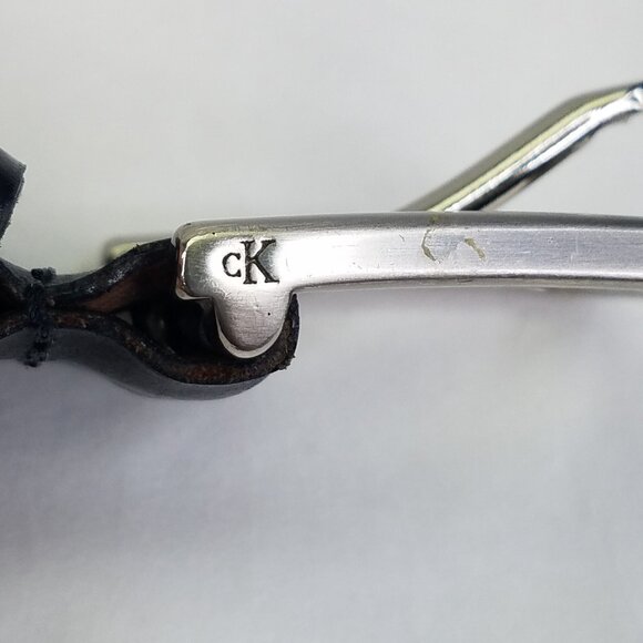 Calvin Klein Genuine Leather Belt Black Men's Size 34 Feather Edge 33"-37" USA - Picture 5 of 15